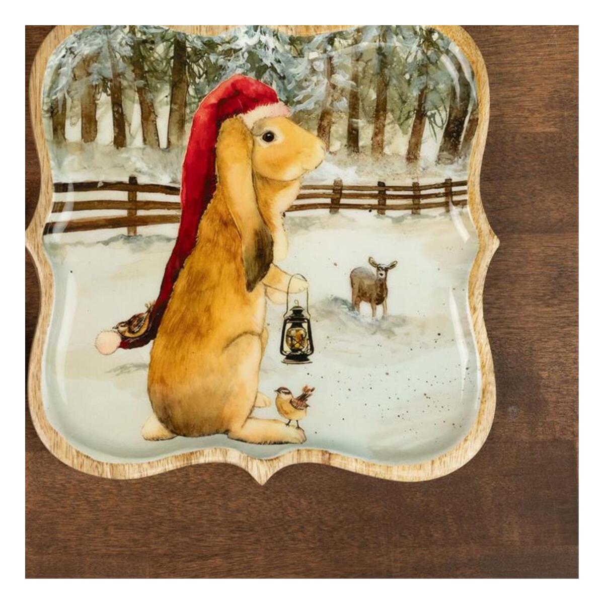 Mango Wood Tray – Snowy Yuletide Friend – Style 4
