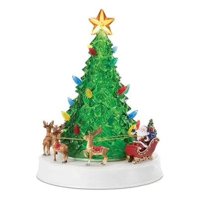 Rotating Musical LED Christmas Tree w/Santa and Sleigh Melrose