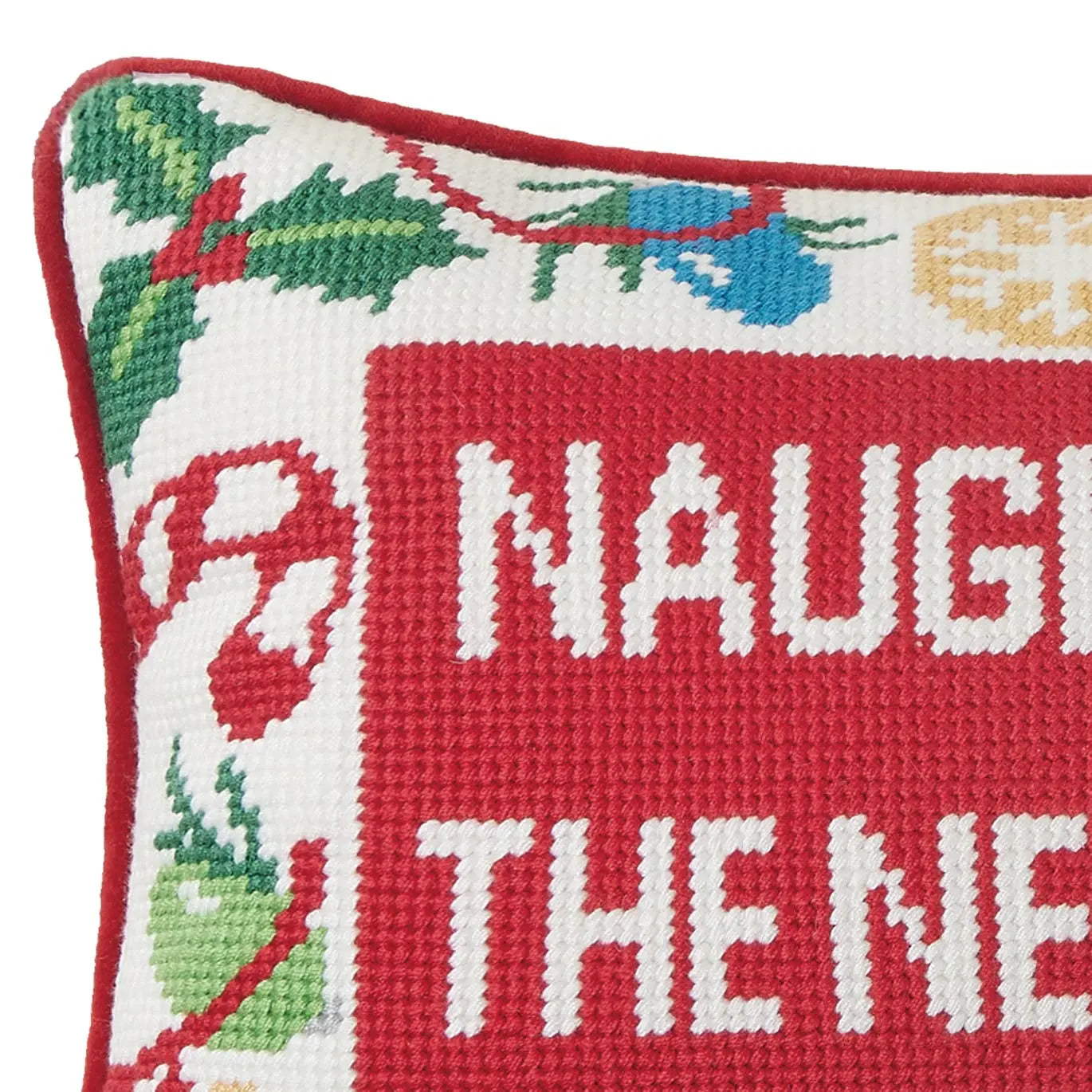 Naughty New Nice Embroidered Pillow Peking Handicraft
