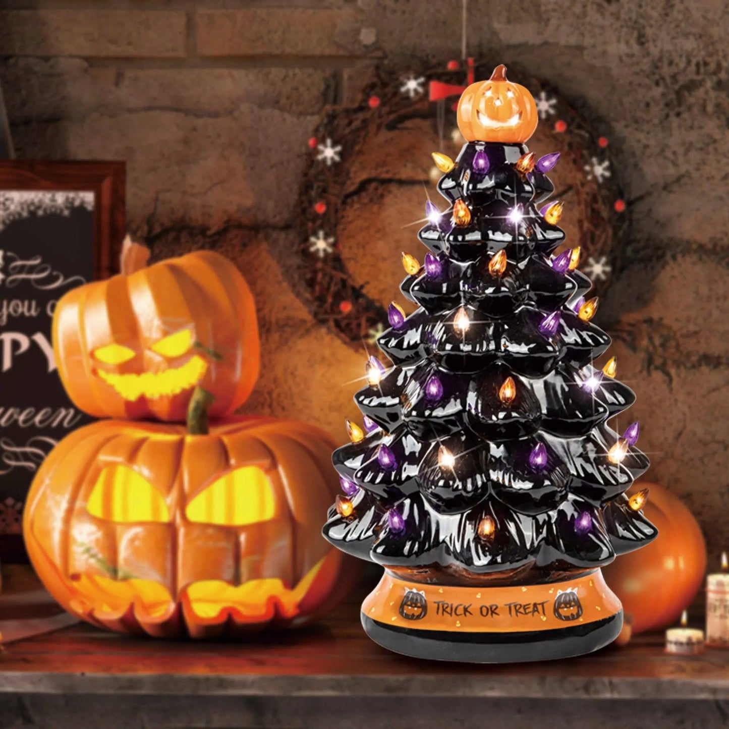 Black Ceramic Halloween Tree Decoration - 15-Inch RJ Legend
