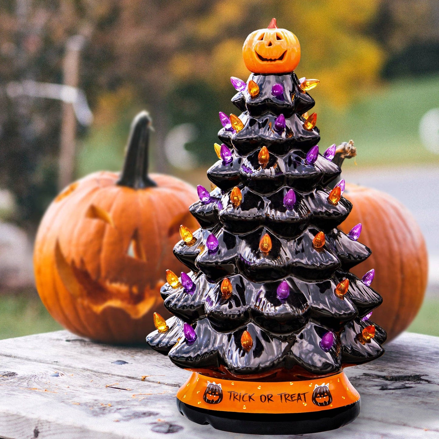 Black Ceramic Halloween Tree Decoration - 15-Inch RJ Legend
