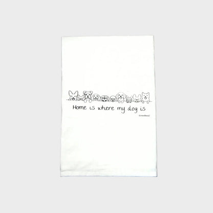 Dog Is Home Dish Towel | Tea Towels | Flour Sack Towels Green Bee Tea Towels
