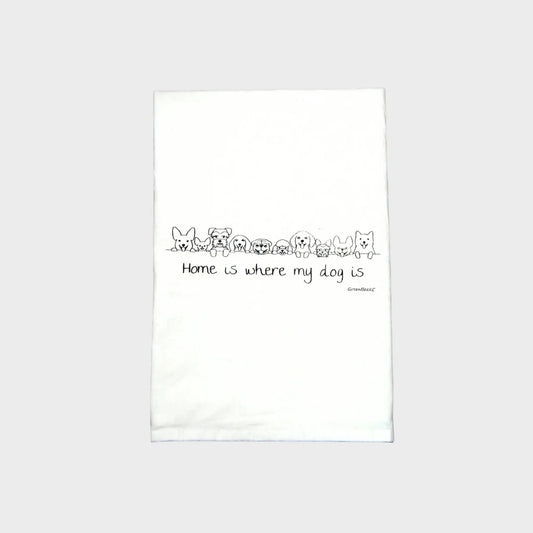 Dog Is Home Dish Towel | Tea Towels | Flour Sack Towels Green Bee Tea Towels