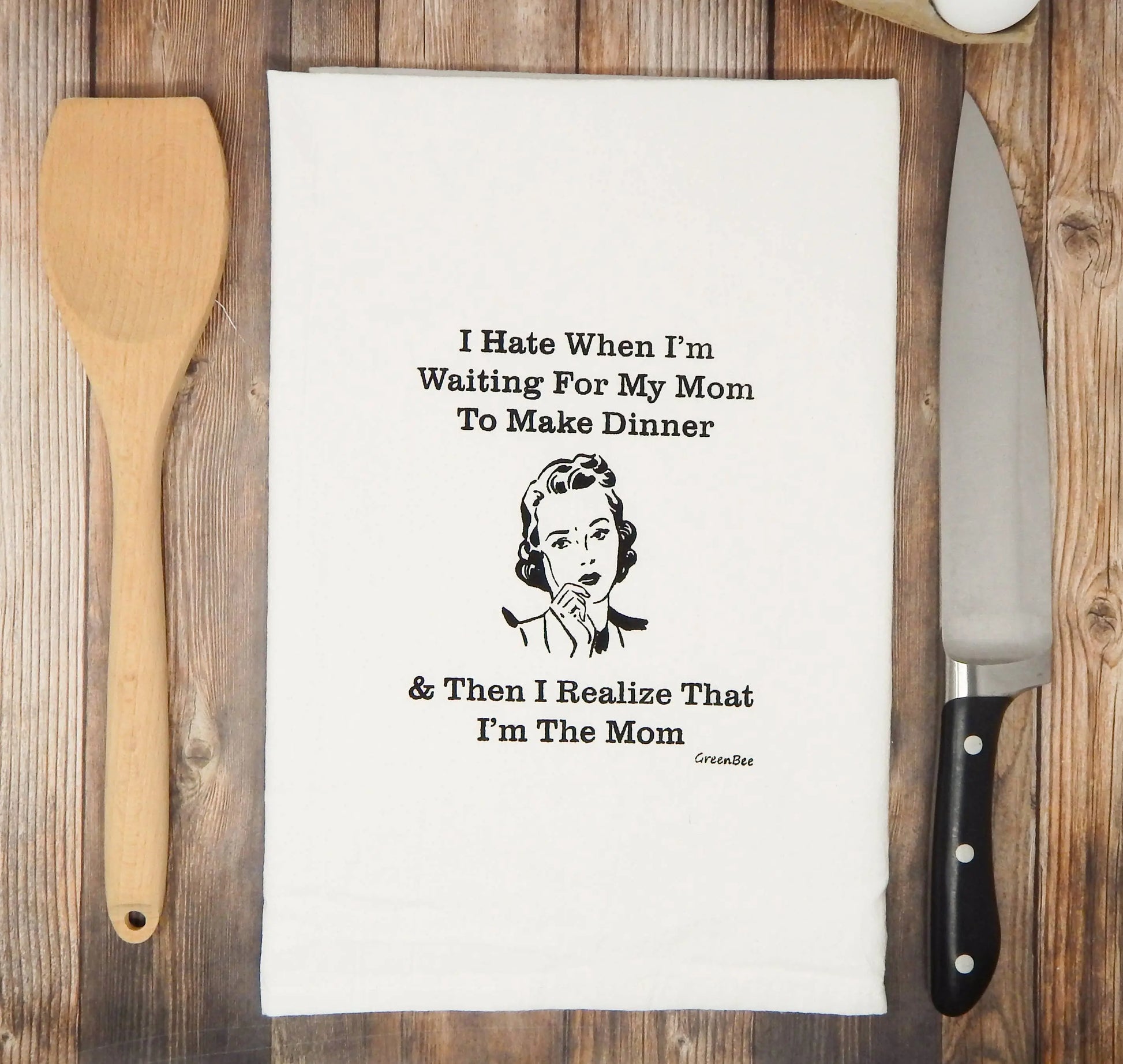 Mom Dinner Kitchen Towels | Tea Towels | Funny Dish Towels Green Bee Tea Towels