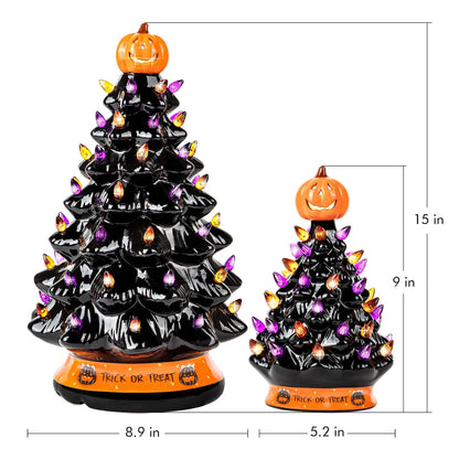 Black Ceramic Halloween Tree Decoration - 15-Inch RJ Legend
