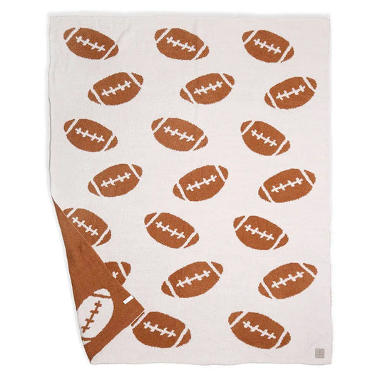 Football Patterned Throw Blanket: Brown / ONE SIZE Fashion City