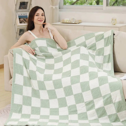 Checkerboard Patterned Throw Blanket: Pink / ONE SIZE Fashion City