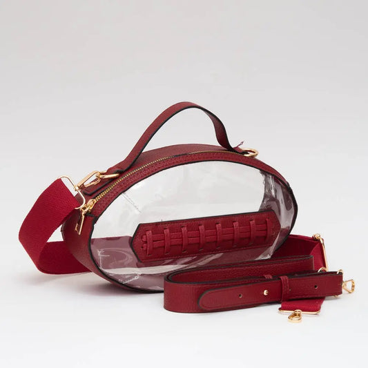 Game Day Football Style Clear Bag: Burgundy Queens Designs