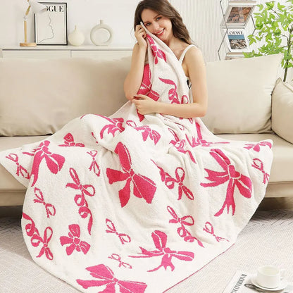 Ribbon Pattern Print Cozy Soft Throw Blanket : FUCHSIA / ONE SIZE Fashion City