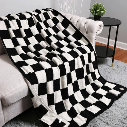 Checkerboard Patterned Throw Blanket: Pink / ONE SIZE Fashion City