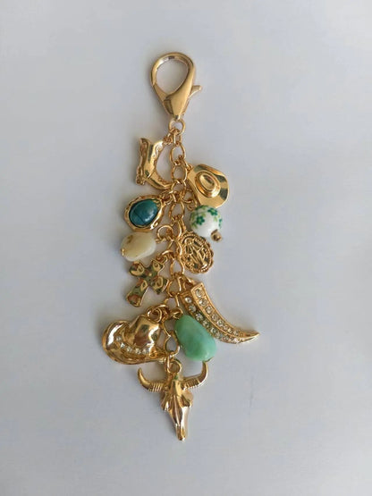 WESTERN PORCELAIN CROSS BOOT COWBOY HAT BAG CHARM | 80K010: Gold JOSSLYN by wall to wall