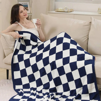 Checkerboard Patterned Throw Blanket: Pink / ONE SIZE Fashion City