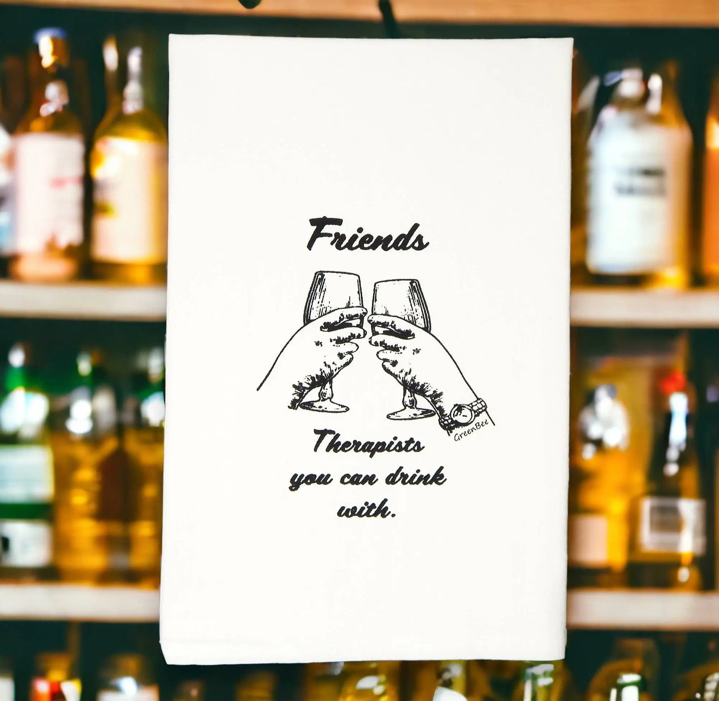 Friend Therapist Dish Towel | Tea Towels | Kitchen Towels Green Bee Tea Towels