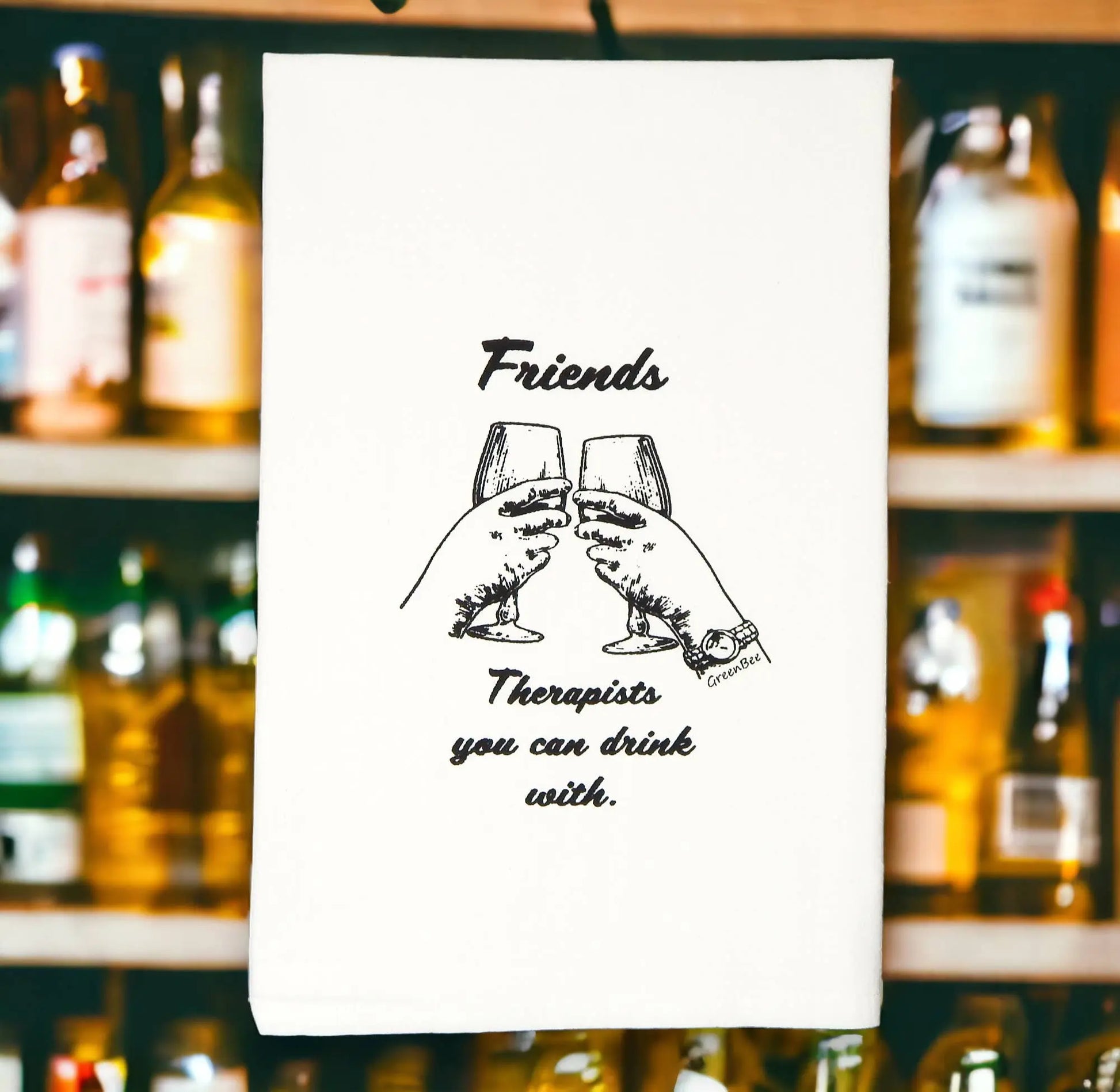 Friend Therapist Dish Towel | Tea Towels | Kitchen Towels Green Bee Tea Towels