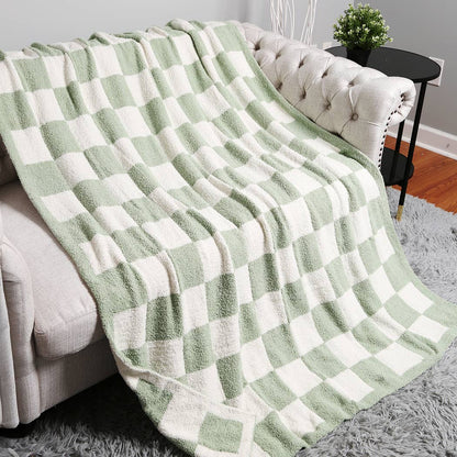 Checkerboard Patterned Throw Blanket: Pink / ONE SIZE Fashion City