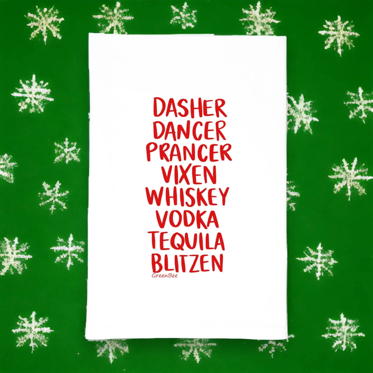 Santa's Reindeer Kitchen Towel | Tea Towels | Festive Towels Green Bee Tea Towels