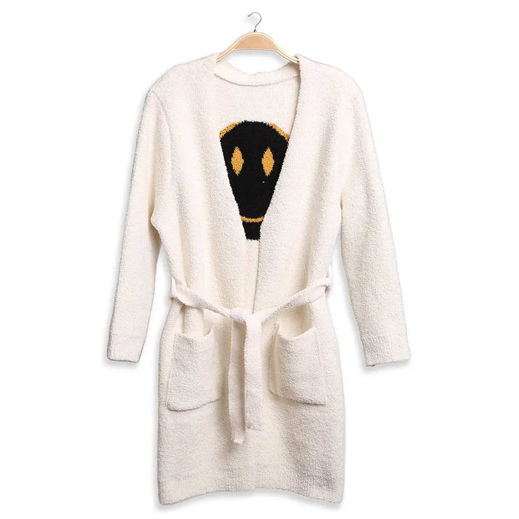 Solid Color Soft Robe with Happy Face Fashion City