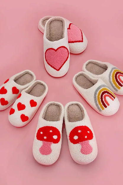 SOFT PLUSH MUSHROOM HEART RAINBOW WARM SLIPPERS | 40SP014 JOSSLYN by wall to wall