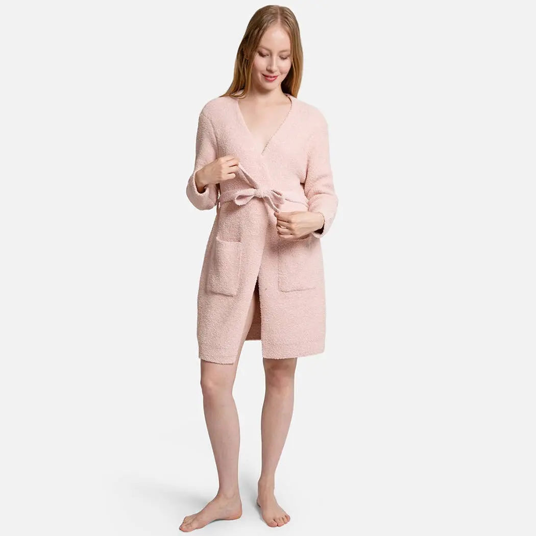 Solid Color Soft Robe with Happy Face Fashion City