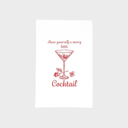 Christmas Cocktail Dish Towel | Tea Towels | Kitchen Towels Green Bee Tea Towels
