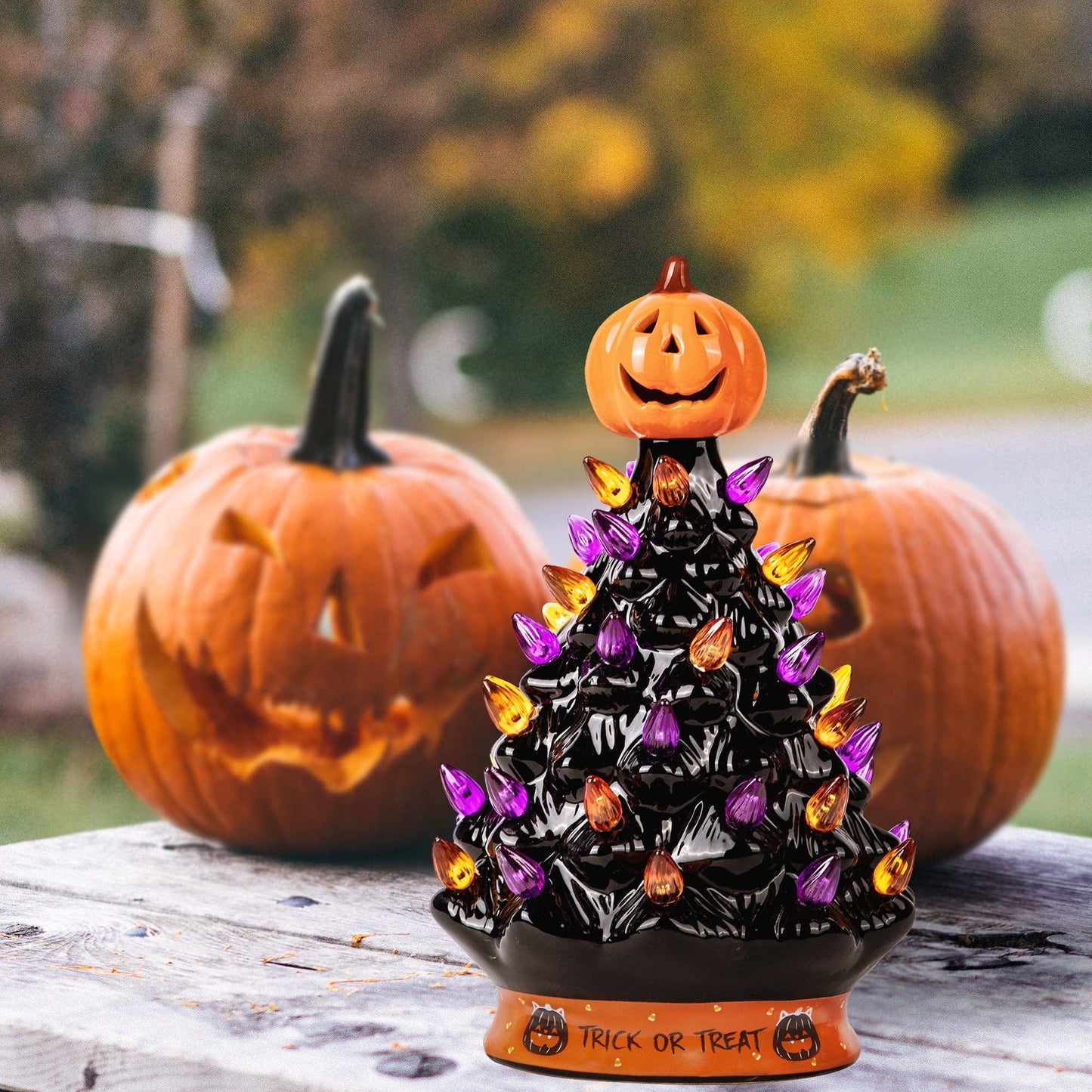 Black Ceramic Halloween Tree Decoration - 9 Inch RJ Legend