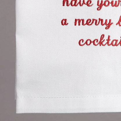 Merry Little Cocktail Embroidered Kitchen Towel Peking Handicraft