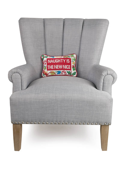 Naughty New Nice Embroidered Pillow Peking Handicraft