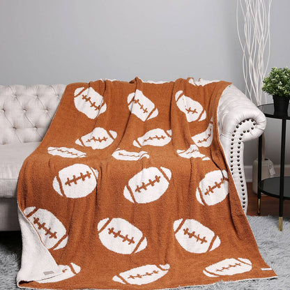 Football Patterned Throw Blanket: Brown / ONE SIZE Fashion City