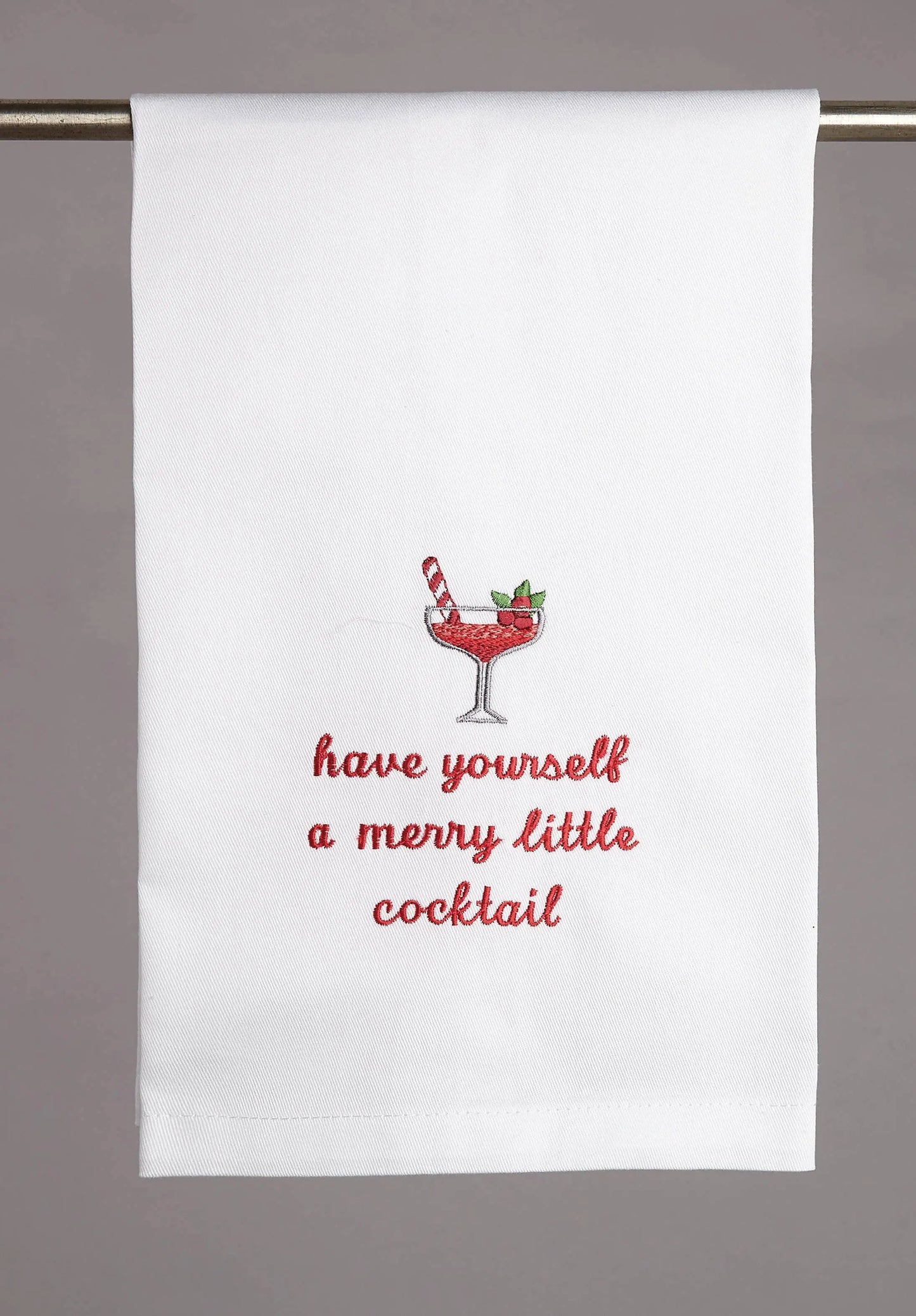Merry Little Cocktail Embroidered Kitchen Towel Peking Handicraft