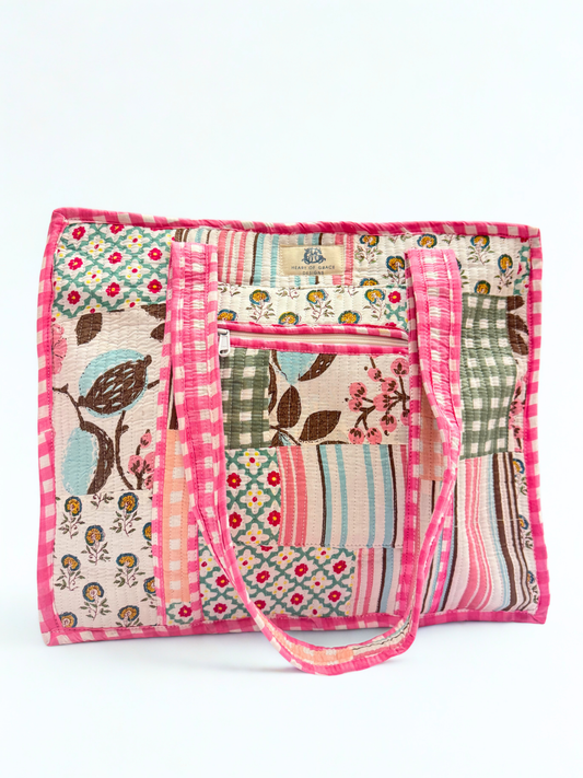 Rose Chapelle | Large Quilted Zipper Tote Bag