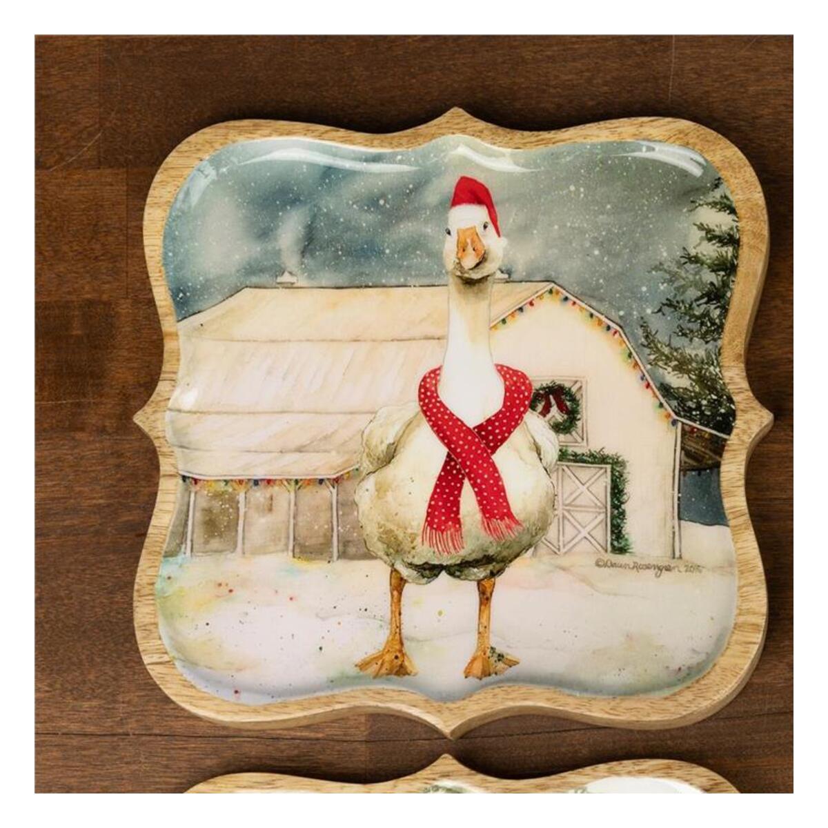 Mango Wood Tray – Snowy Yuletide Friend – Style 1
