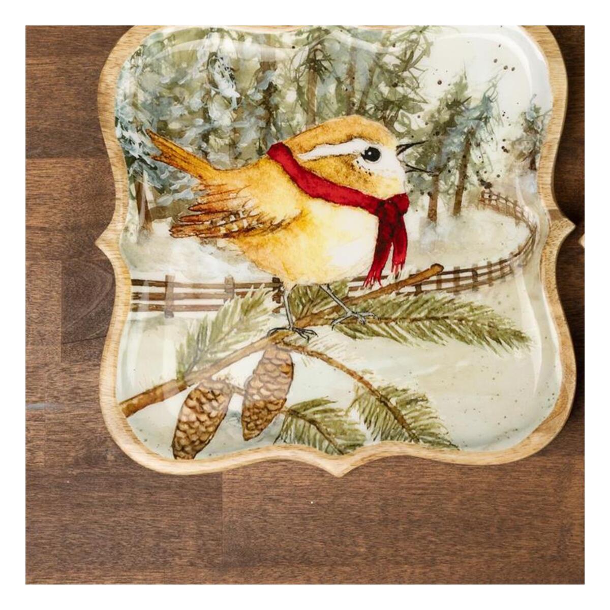 Mango Wood Tray – Snowy Yuletide Friend – Style 3