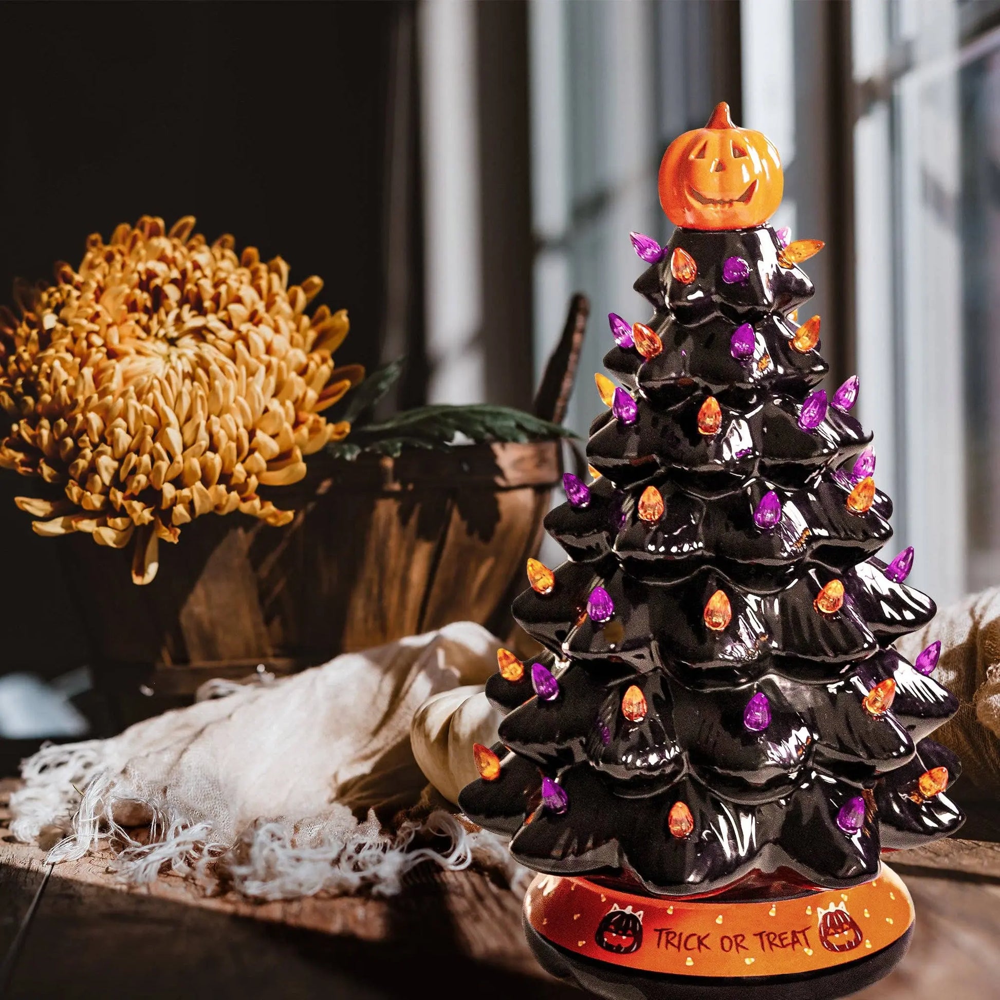 Black Ceramic Halloween Tree Decoration - 15-Inch RJ Legend