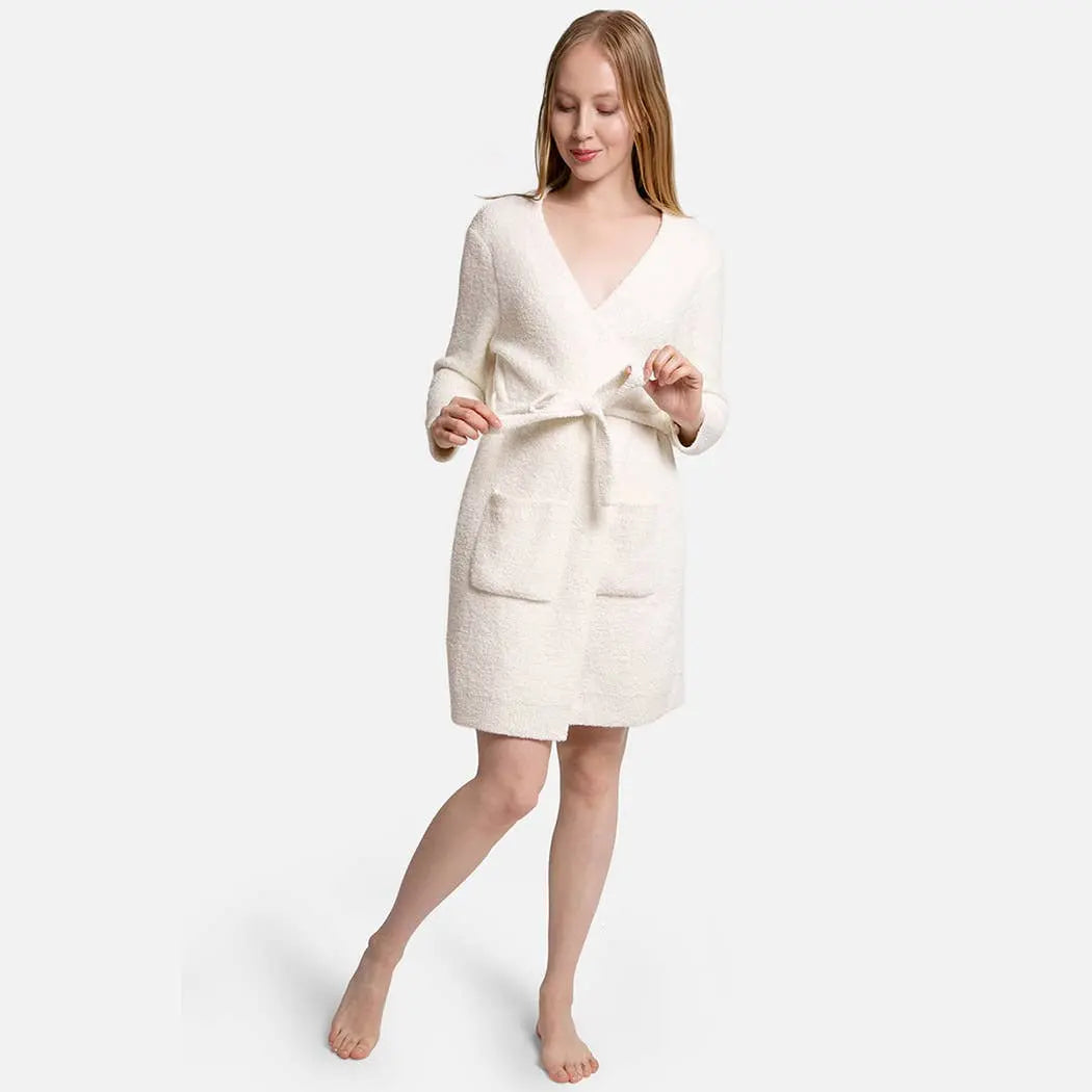 Solid Color Soft Robe with Happy Face Fashion City