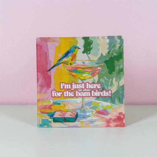 Paper Beverage Napkins - Mahj I Bam Birds - 20 Ct Audrey's Home & Gift