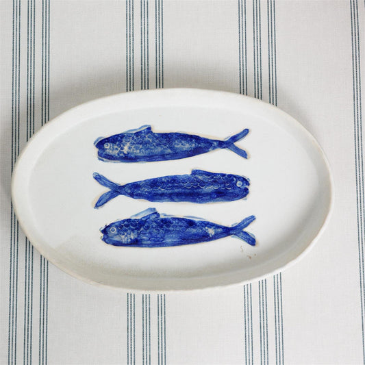 Platter - Hand Glazed Blue Fish