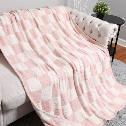 Checkerboard Patterned Throw Blanket: Pink / ONE SIZE Fashion City