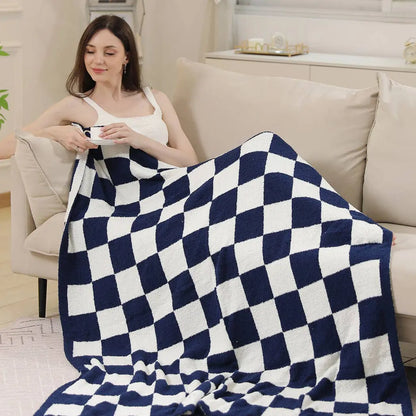 Checkerboard Patterned Throw Blanket: Pink / ONE SIZE Fashion City