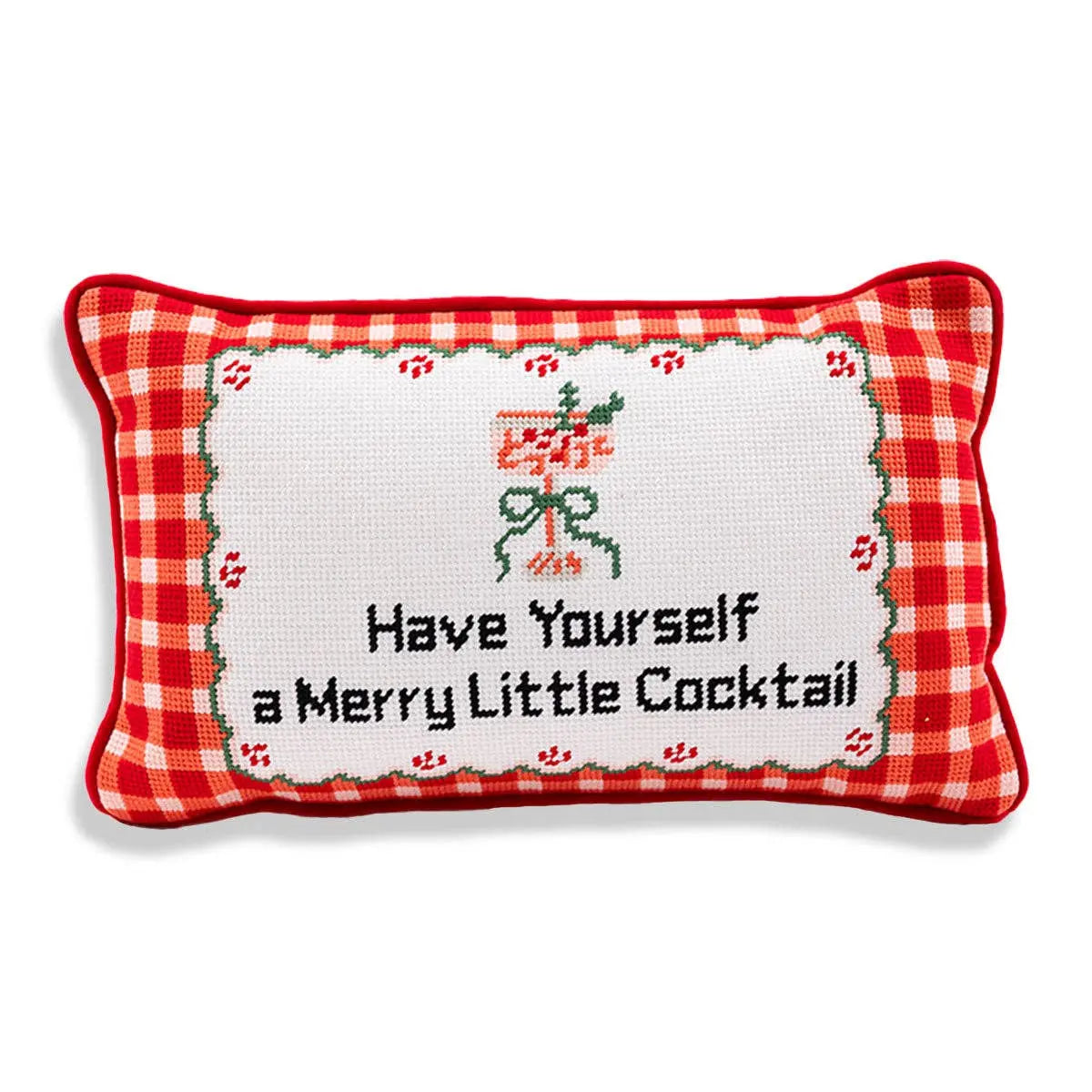 Merry Little Cocktail Needlepoint Pillow Furbish Studio