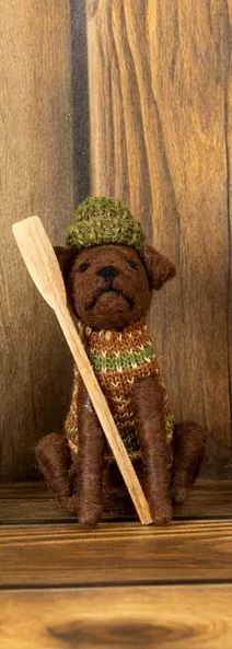 Felted Wool Fishing Dog Ornaments Carson's She Shed