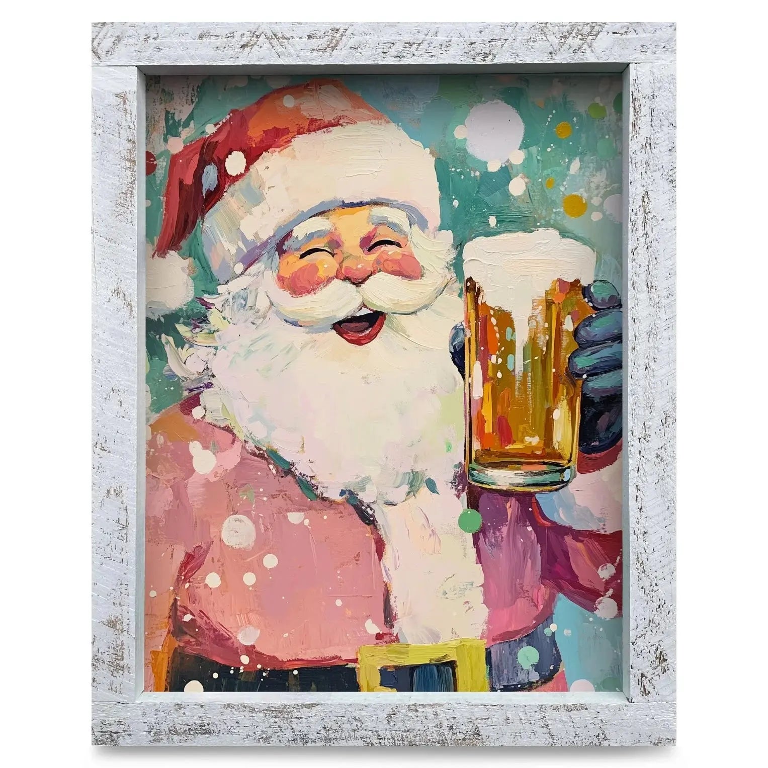 Cheers Santa! | Real Wood Framed Wall Art Print Carson's She Shed