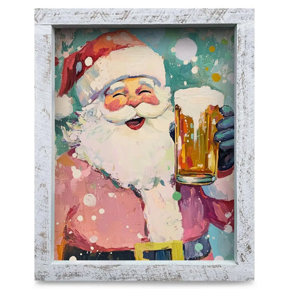 Cheers Santa! | Real Wood Framed Wall Art Print Carson's She Shed