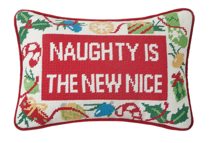 Naughty New Nice Embroidered Pillow Peking Handicraft