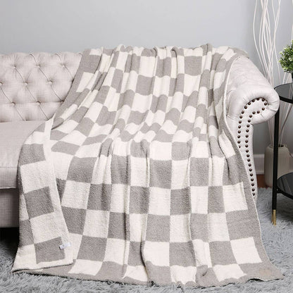 Checkerboard Patterned Throw Blanket: Pink / ONE SIZE Fashion City