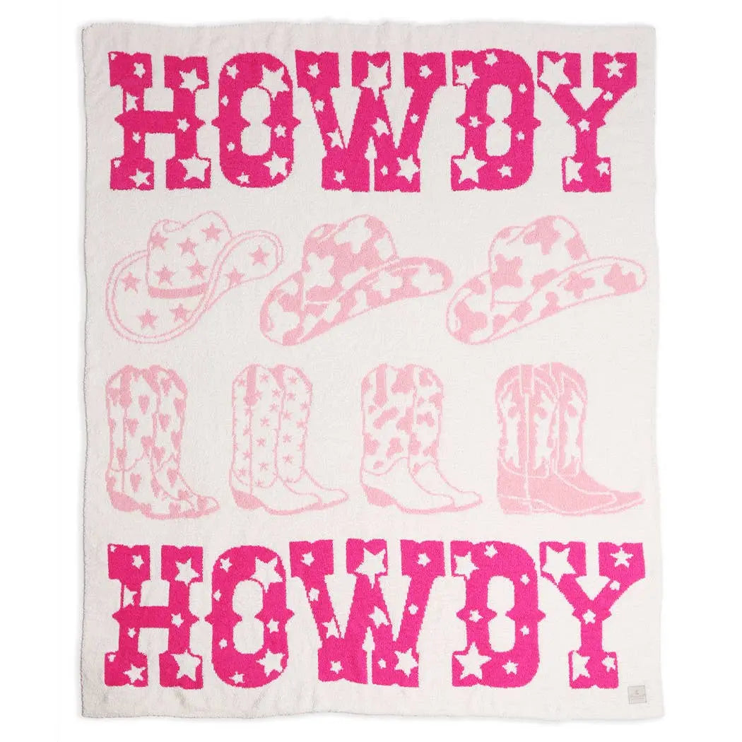 Howdy Western Theme Print Soft Throw Blanket: Pink / ONE SIZE Fashion City