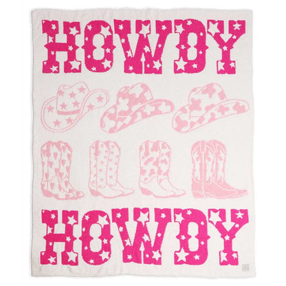 Howdy Western Theme Print Soft Throw Blanket: Pink / ONE SIZE Fashion City