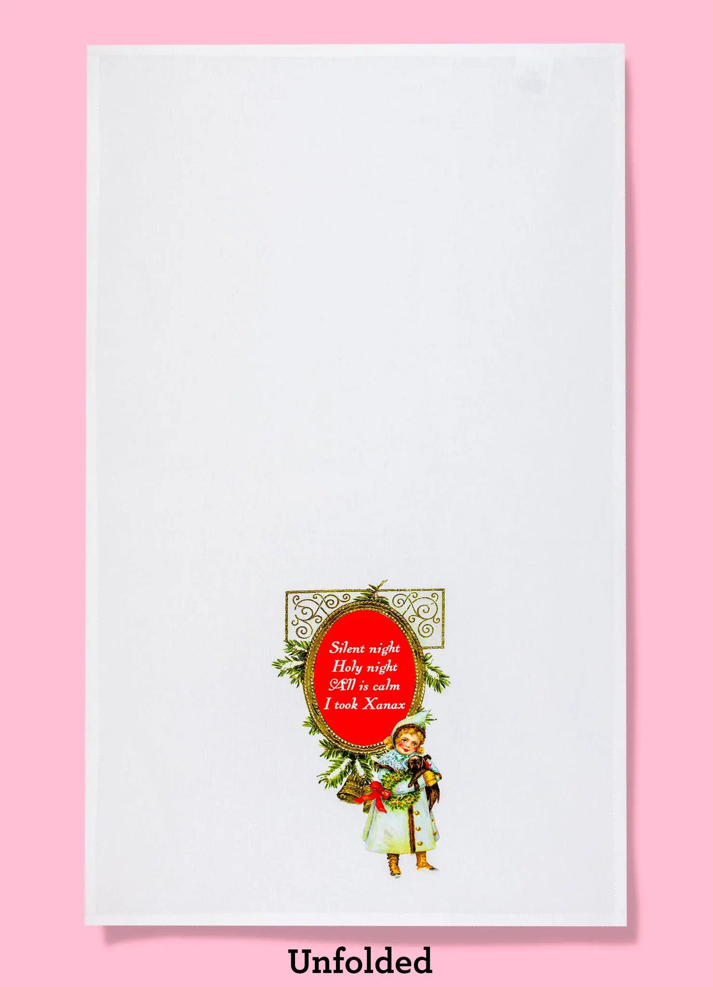 Silent Night I Took Xanax dishtowel Christmas kitchen towel Bad Grandma Designs