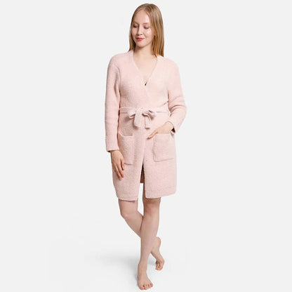 Solid Color Soft Robe with Happy Face Fashion City