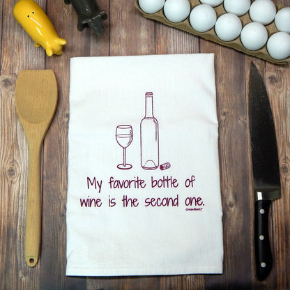 Favorite Wine Kitchen Towel | Tea Towels | Funny Dish Towels Green Bee Tea Towels
