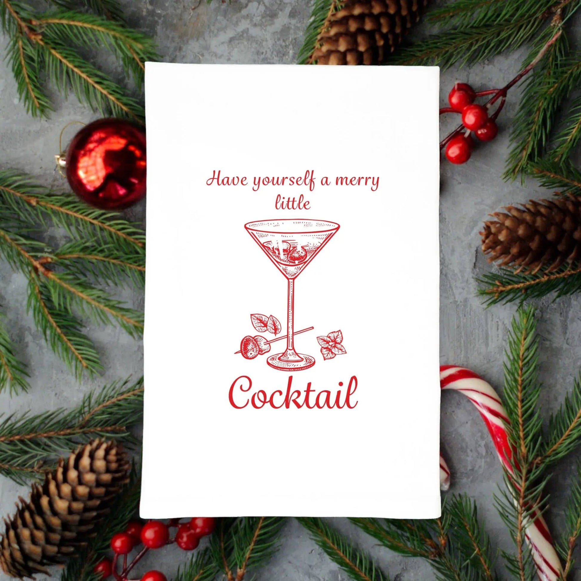 Christmas Cocktail Dish Towel | Tea Towels | Kitchen Towels Green Bee Tea Towels